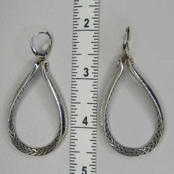 John Hardy 925 Sterling Silver Classic Chain Asli Leverback Drop Earrings 21g - Picture 8 of 9